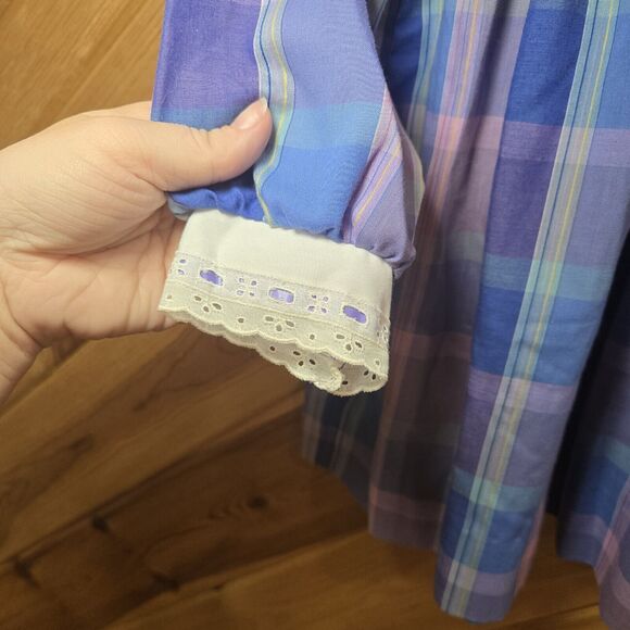 Rare Editions Vtg Union Made Girls Dress Plaid Cottage/ Little House Sz 6 - Picture 7 of 10